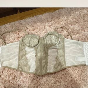 Garage Sheer Lace Corset in Cream and Tan